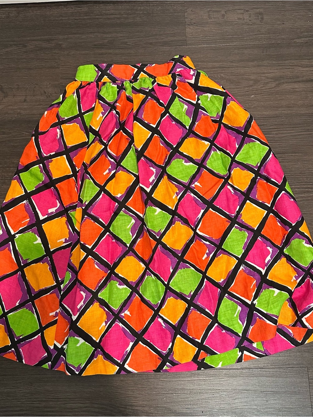VTG Givenchy Linen Harlequin Diamond Print Midi Skirt Japan Size 9 Fits US 4/6